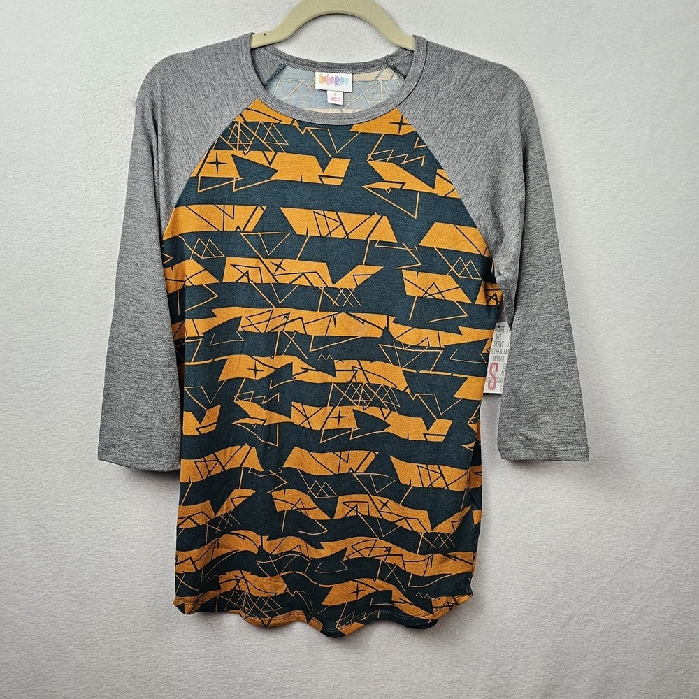 LulaRoe Shirt Woman's Size Small Gray Black Orange Randy NWT